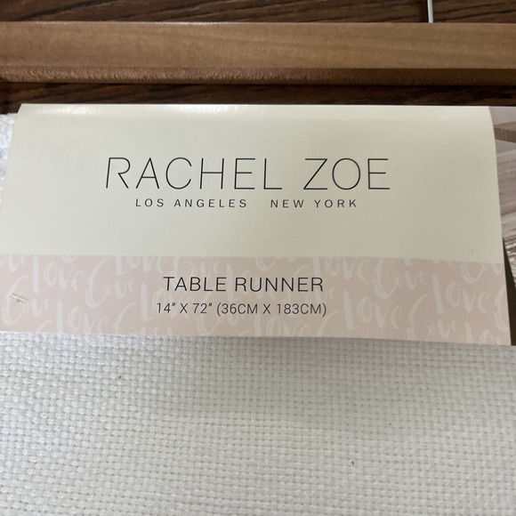 Rachel Zoe VALENTINE MUSHROOM HEART TABLE RUNNER Applique 14x72" Huck Cloth - Picture 3 of 5